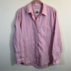 ✨ Universal Thread Women’s Pink Striped Button Down Shirt Relaxed Fit Small